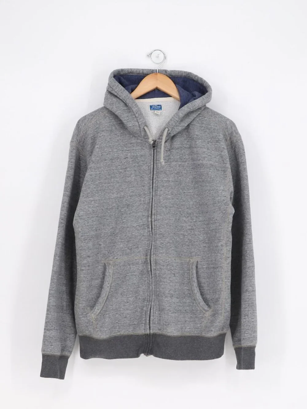 J. CREW Men's Marled Brushed Fleece Full-Zip Hoodie in Gray Size L